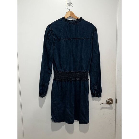 Rails Shawna  Long-Sleeve Smocked Waist Button-Front Denim Women's Dress Size L - Picture 7 of 11